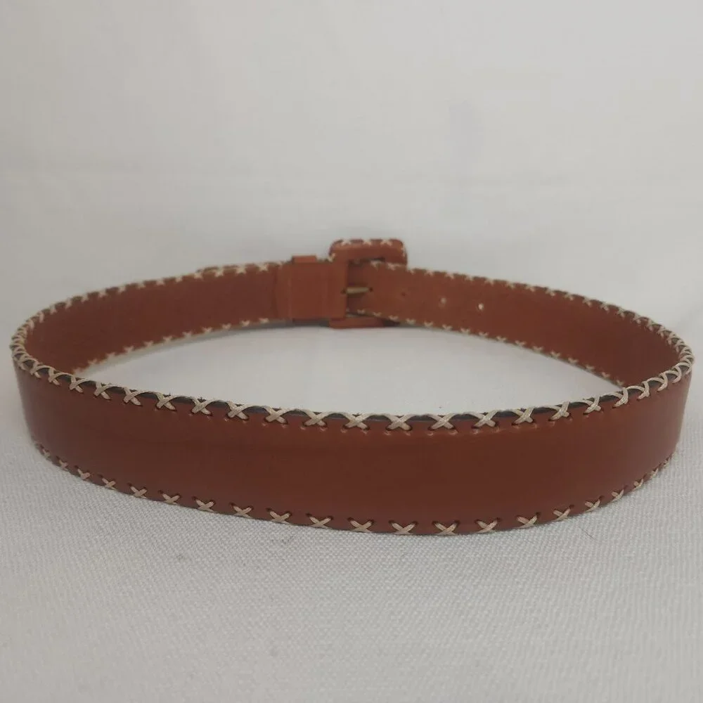 Nordstorm Girls Large Brown Western Wide Belt Braided Edges Leather